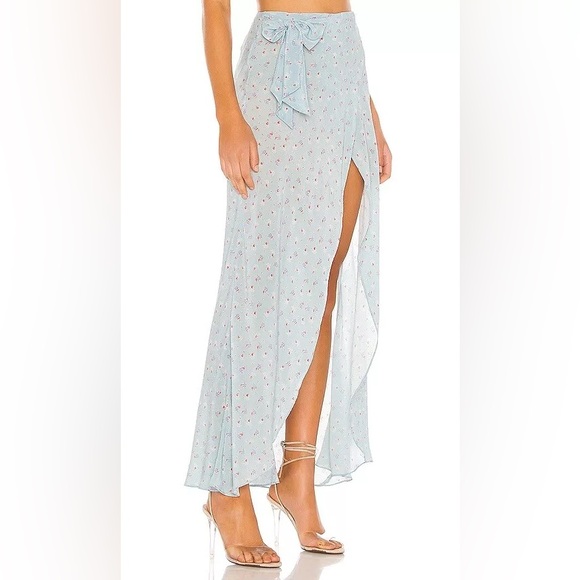 NWT LoveShackFancy Jolene Slit Silk Midi skirt size medium